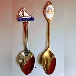 Acapulco spoon souvenir spoon and a flower souvenir spoon